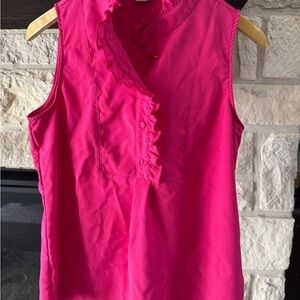 J. Crew Fuchsia Sleeveless Ruffle Blouse